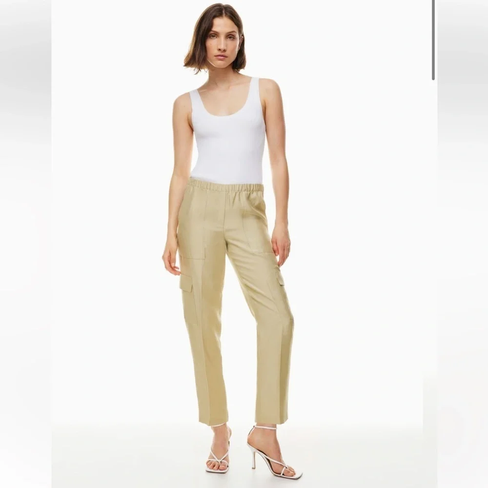 Babaton Titan Linen Cargo Pant Size Small in Beige